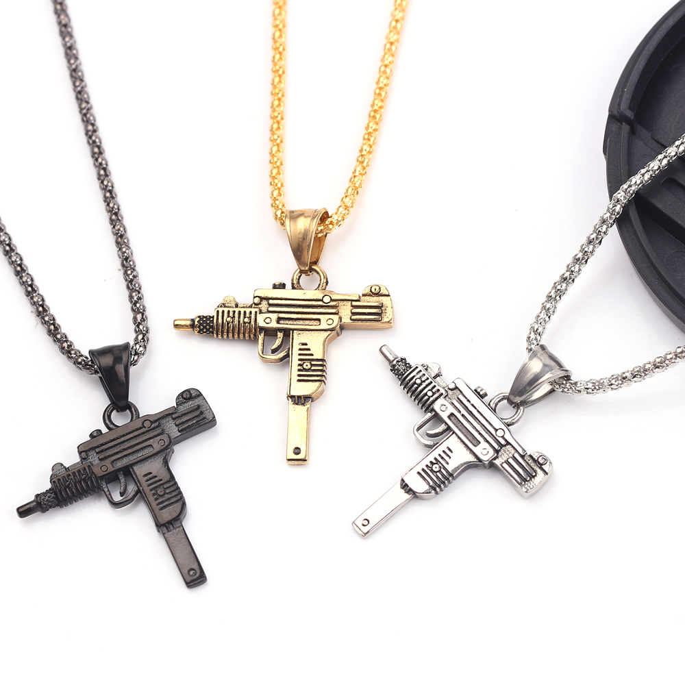 Mens Fashion Show - Punk Uzi Pistolen-Maschinengewehr Halskette Anhänger -