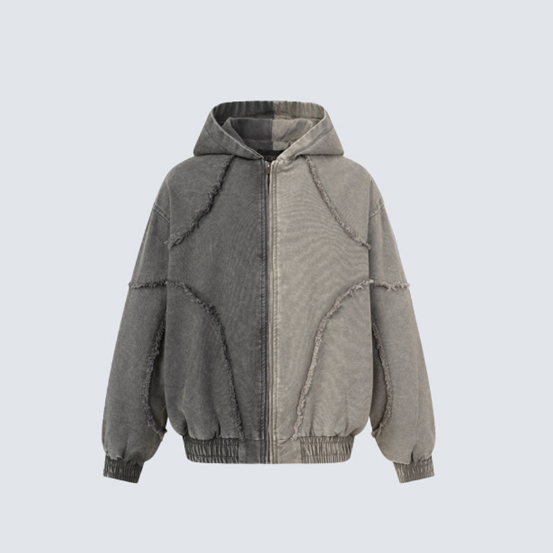 Knitted Cardigan Men - Gespleißte und dekonstruierte Kapuzenjacke, gewaschen und