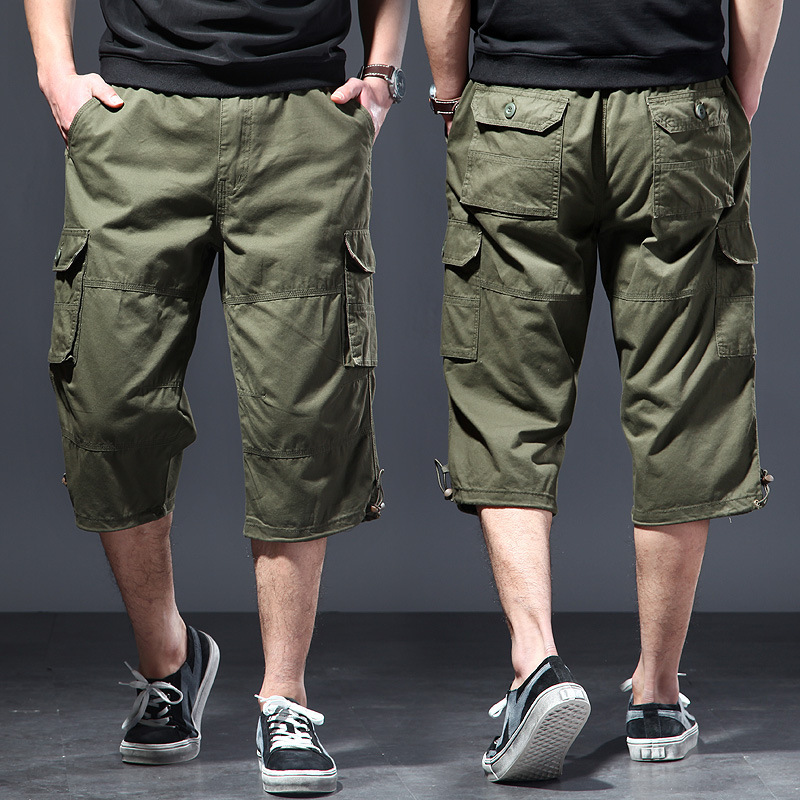 Men'S Fashion Overalls - Herren Baumwoll-3/4-Hose, locker geschnitten, Übergröße, lässige