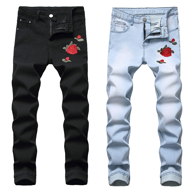 Men'S Fashion For 60 Year Old - Slim-Fit-Jeans für Herren mit High-Street-Mode-Stickerei, hochwertige