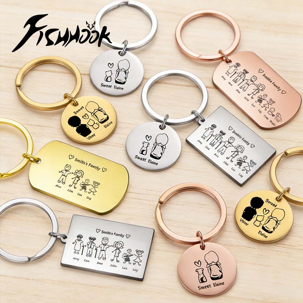 Men'S Fashion Gold Chain - Personalisierter Familien-Schlüsselanhänger mit individuellem Namen, Edelstahl-Schlüsselring,