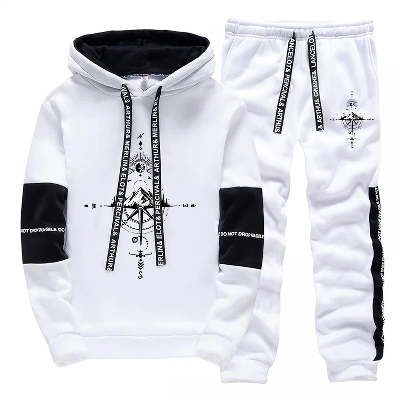 Mens Fashion Casual Outfits - Neuer Herbst-Winter-Herren-Trainingsanzug, Modische Lässige Kapuzenpullover, Outdoor-Sportbekleidung,