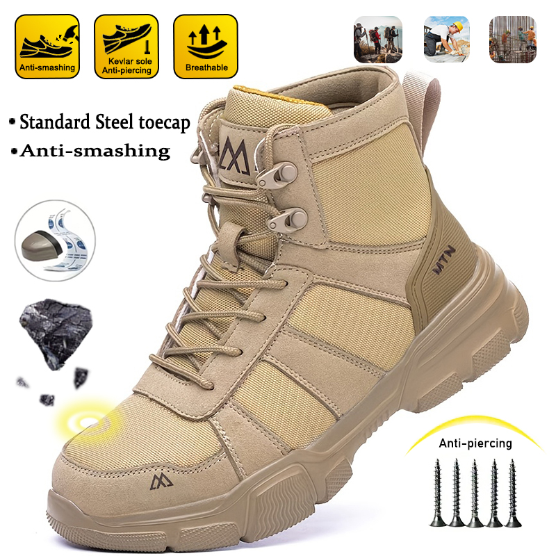Mens Fashion Show - Herren Anti-Schlag- und Durchstichschutz-Bergarbeitsstiefel mit Stahlkappe,
