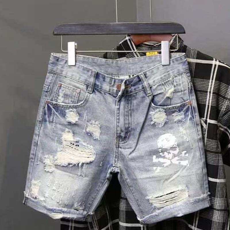 Men'S Fashion Overalls - Sommer männer Getragen Perle Loch Bettler