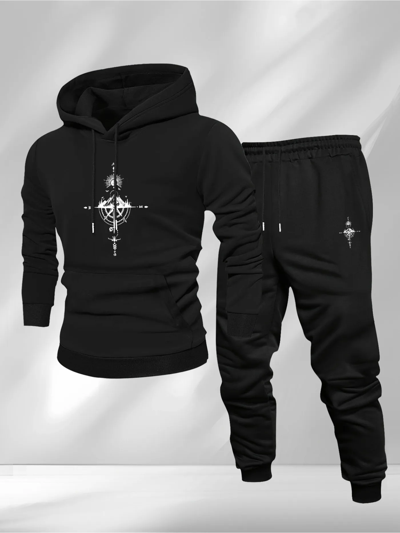 Vintage-Kompass-Print-Hoodie u – Mens Fashion Casual Outfits Bewertung und Preis
