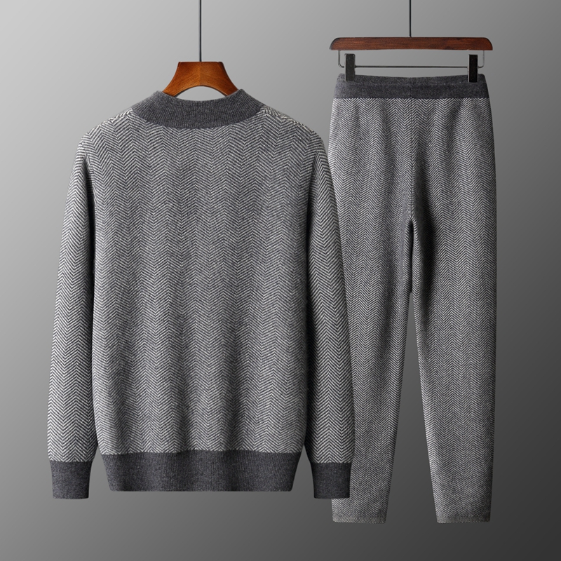 100% Merinowolle Jacquard-Set  – Knitted Cardigan Men Bewertung und Preis