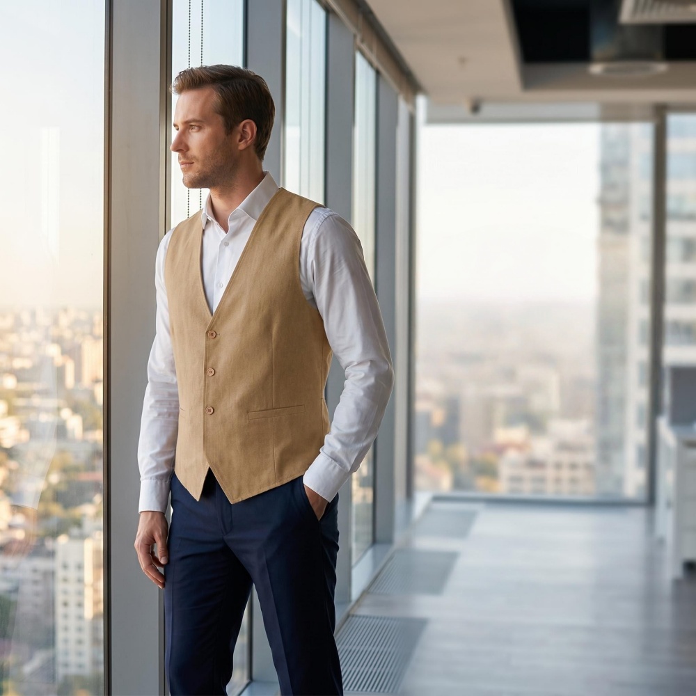 Herren-Leinenweste mit V-Aussc – Formal Waistcoat Vest Bewertung und Preis