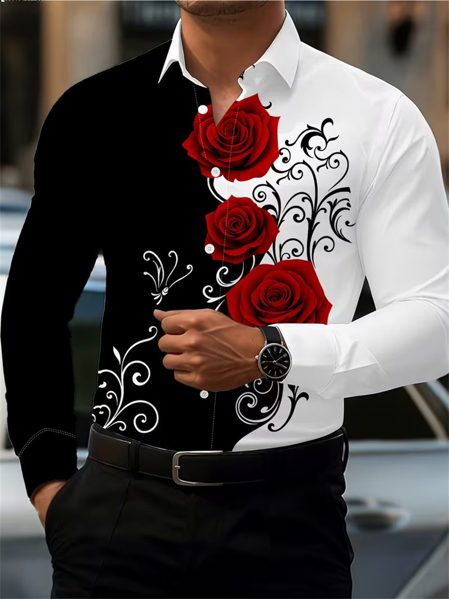 Herren Langarmhemd mit rotem R – Mens Fashion Casual Outfits Bewertung und Preis
