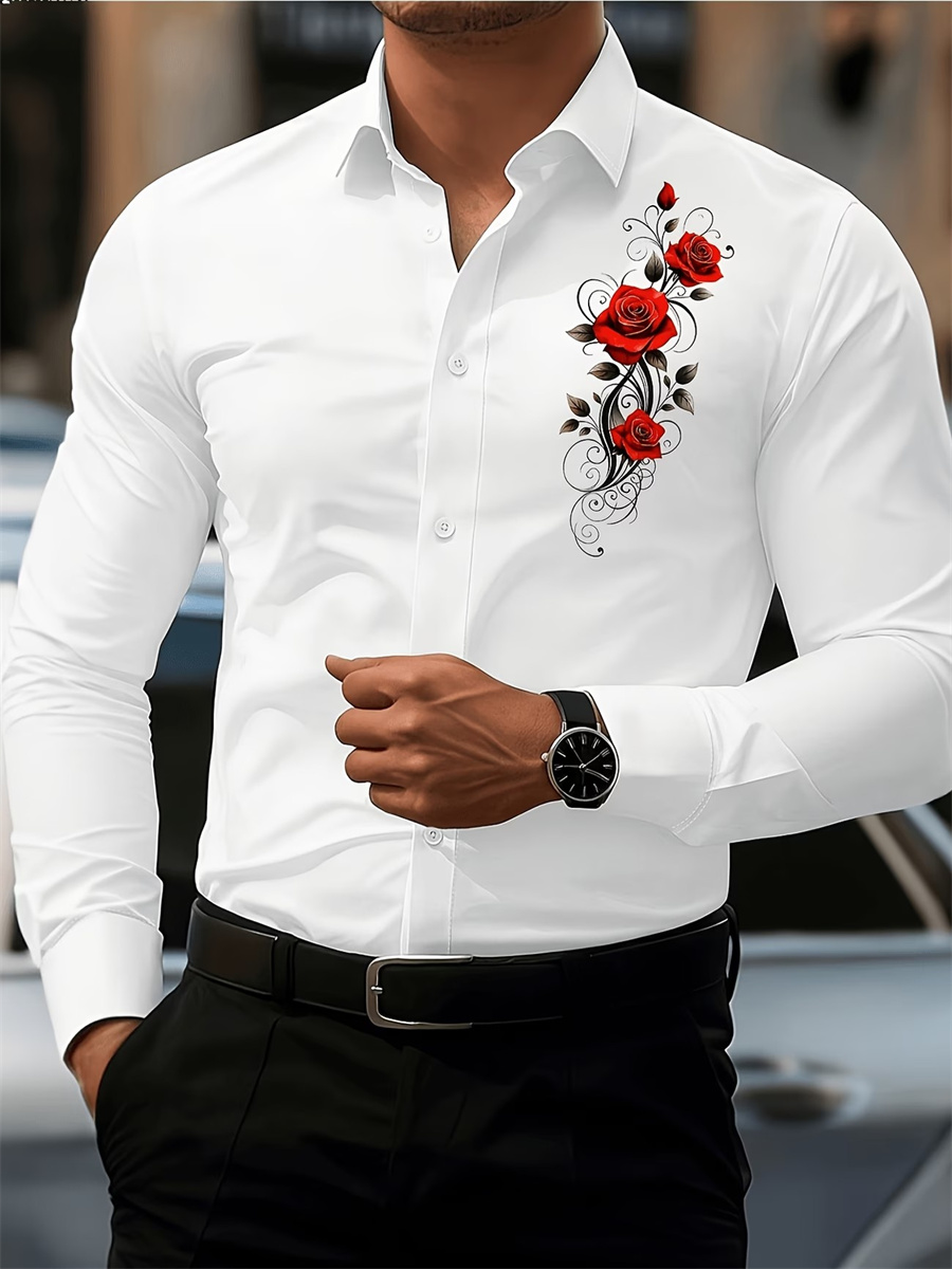 Herren Langarmhemd mit rotem R – Mens Fashion Casual Outfits Bewertung und Preis