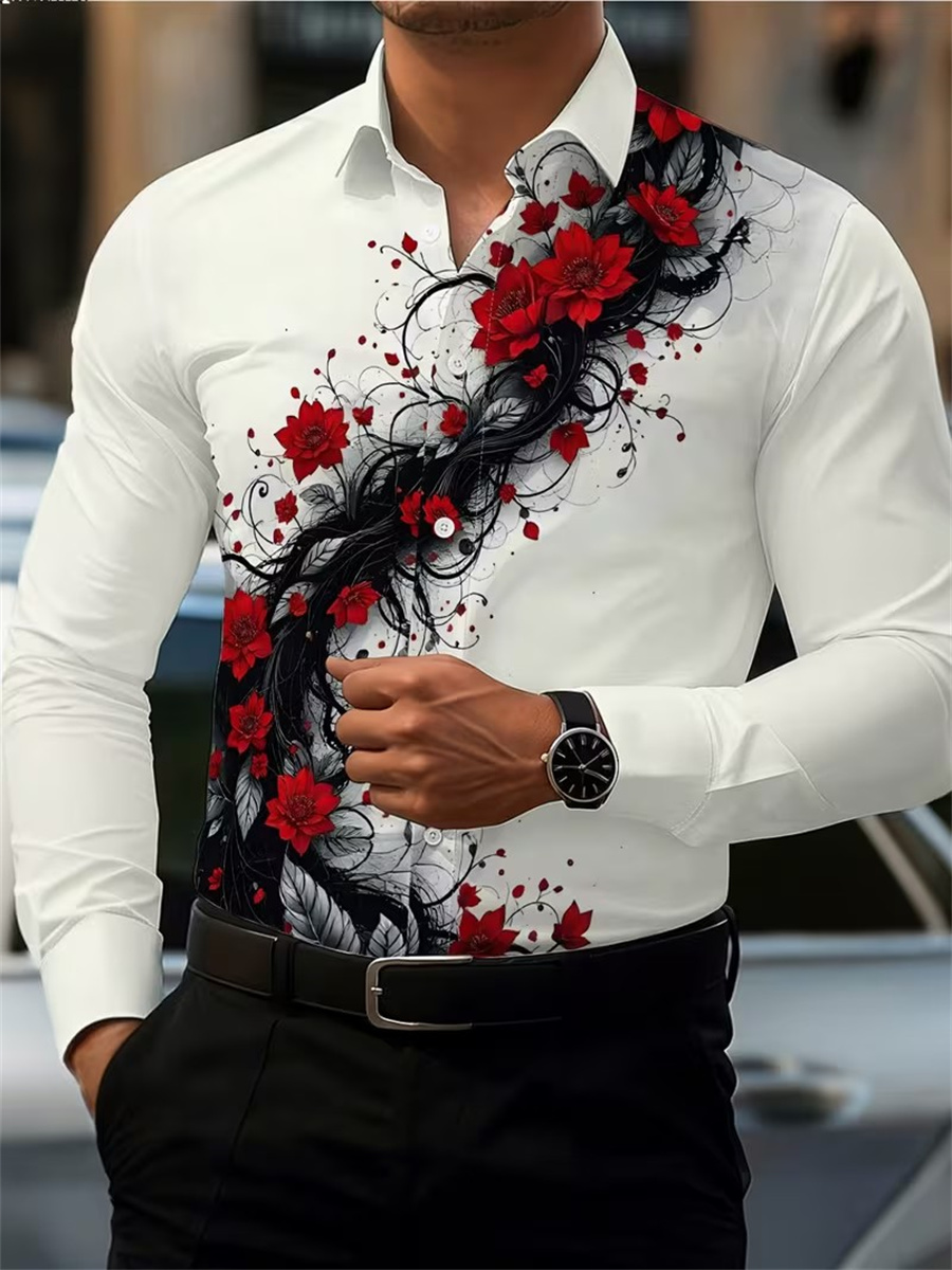 Herren Langarmhemd mit rotem R – Mens Fashion Casual Outfits Bewertung und Preis