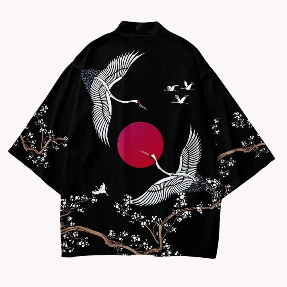 Kran Muster Druck Kimono Stric – Knitted Cardigan Men Bewertung und Preis